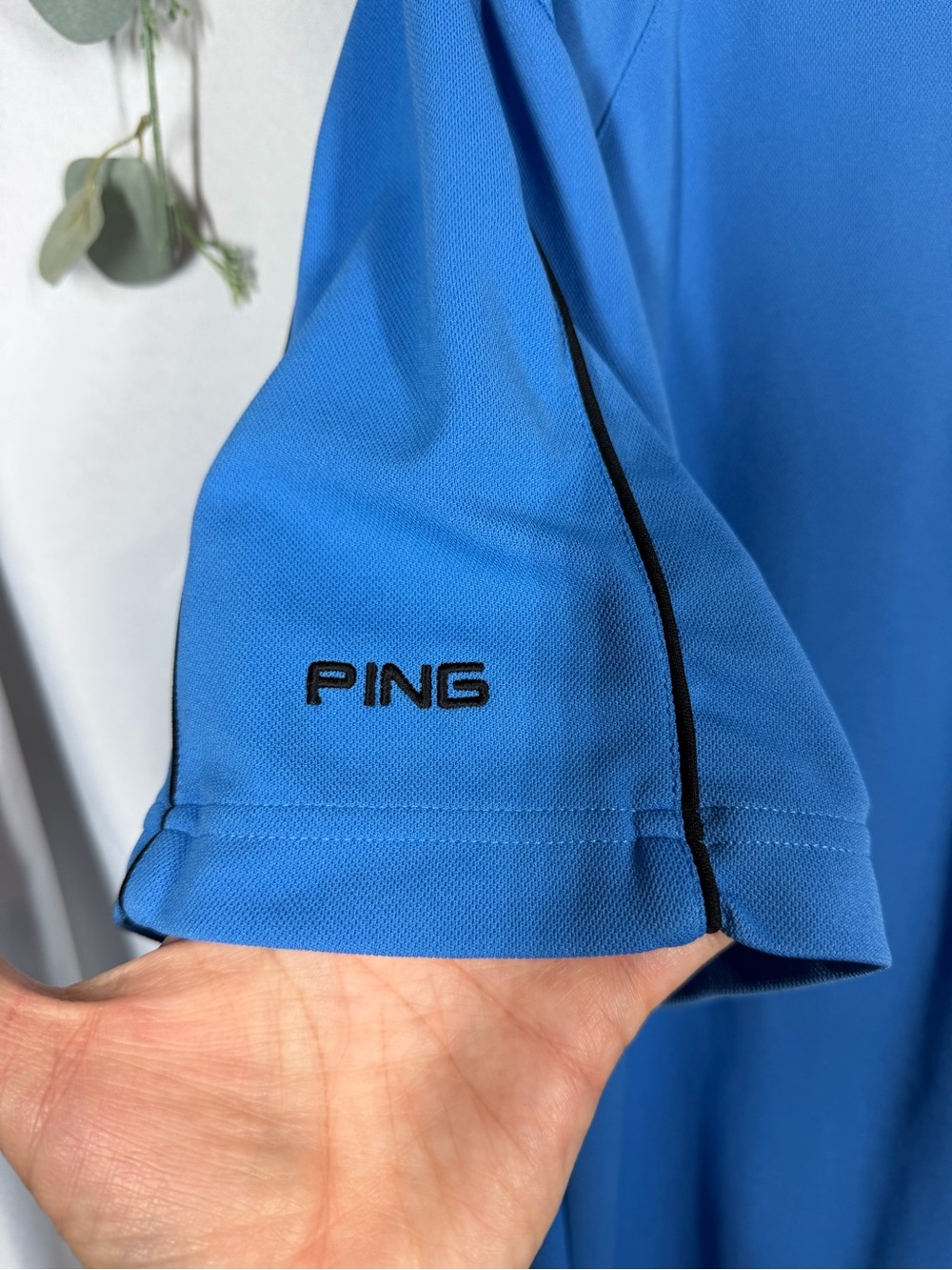 PING | Men's Polo Shirt Short Sleeve Blue Black Size Large - Picture 5 of 10